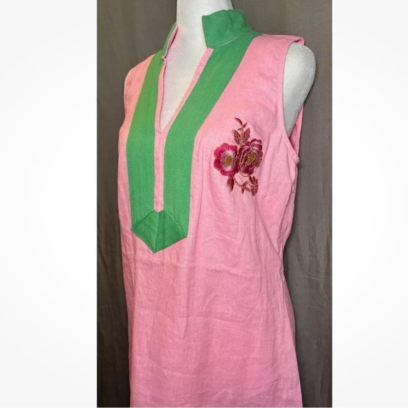 SAIL to Sable Linen Hot Pink green  Tunic dress Custom size small - Picture 11 of 13
